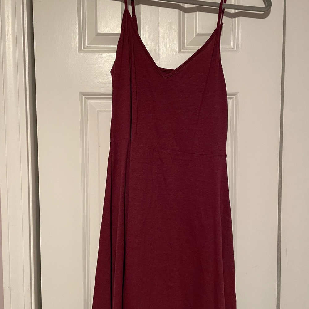 Maroon tank top dress with adjustable straps
